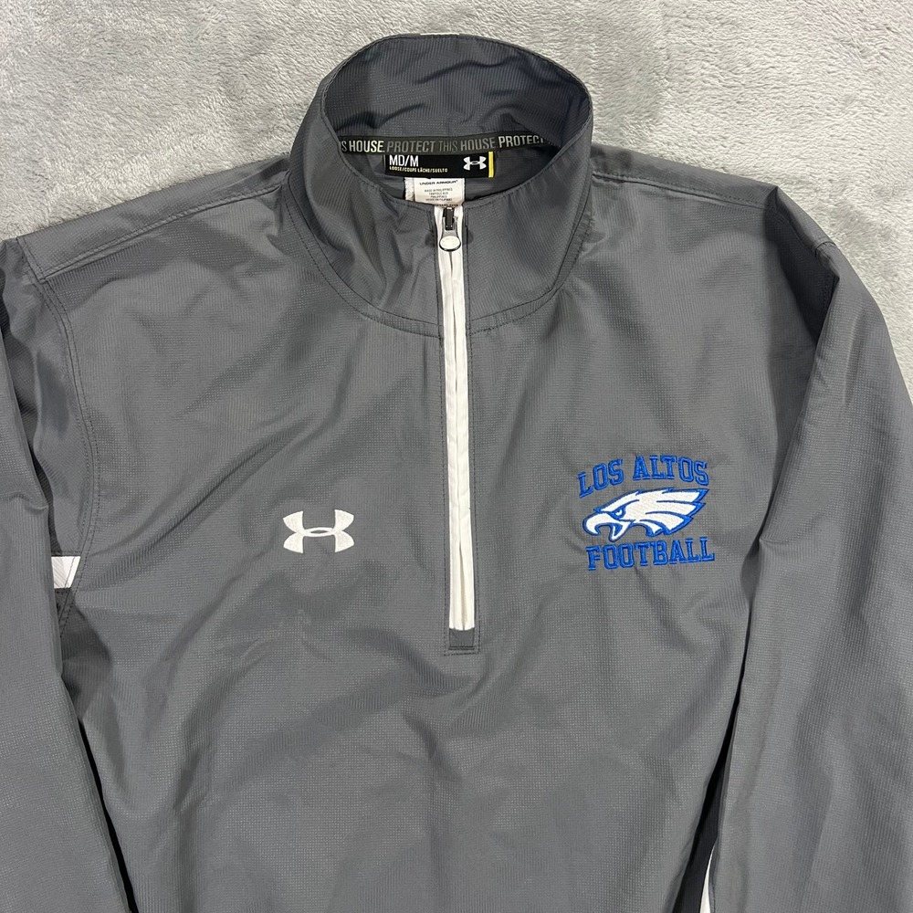 UNDER ARMOUR Pullover Mens Medium Grey Los Altos Football Quarter Zip - Picture 2 of 16